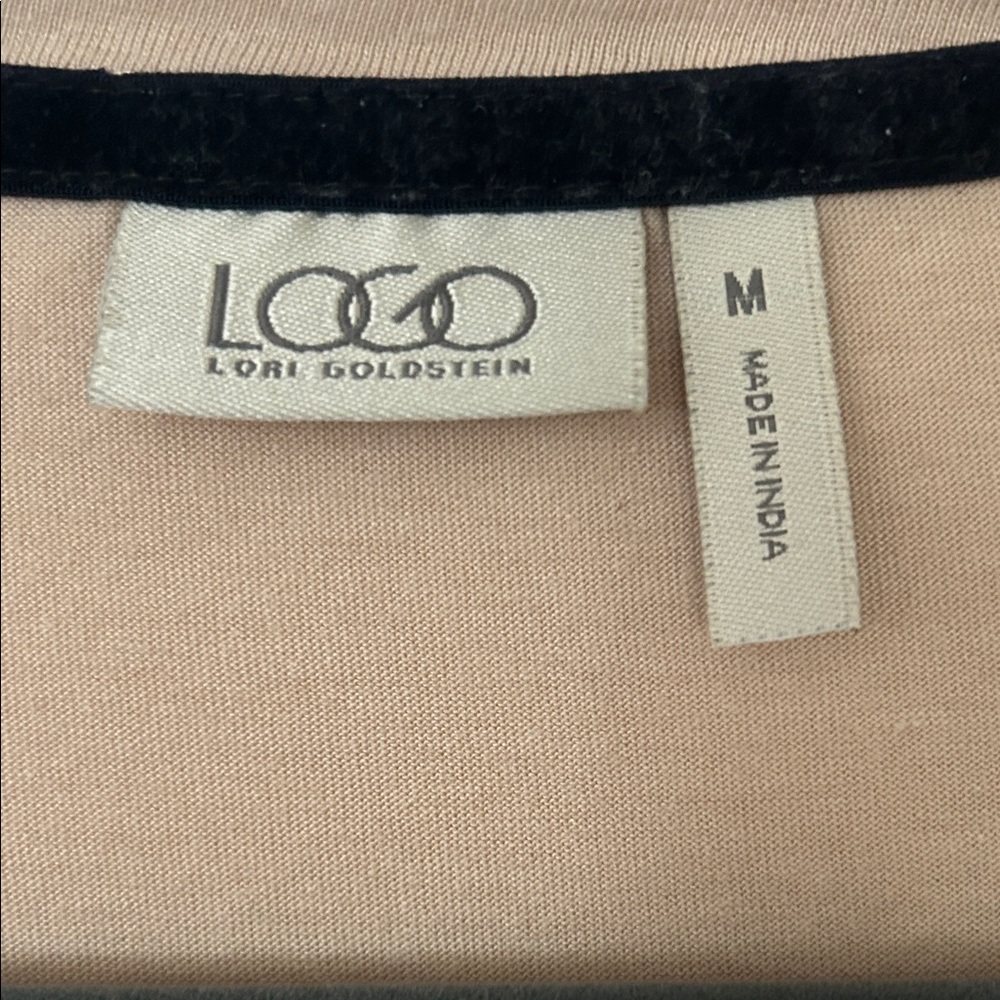 LOGO by Lori Goldstein Beige Tunic with Navy Accents - Picture 2 of 6